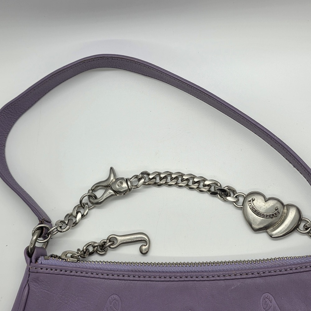 Vintage Y2K Juicy Couture Purple Leather Baguette Bag‎ Purse Love P&G - Picture 5 of 15